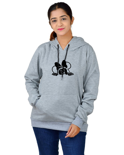Women,s Regular Fit MINI Printed Cotton Hoodie