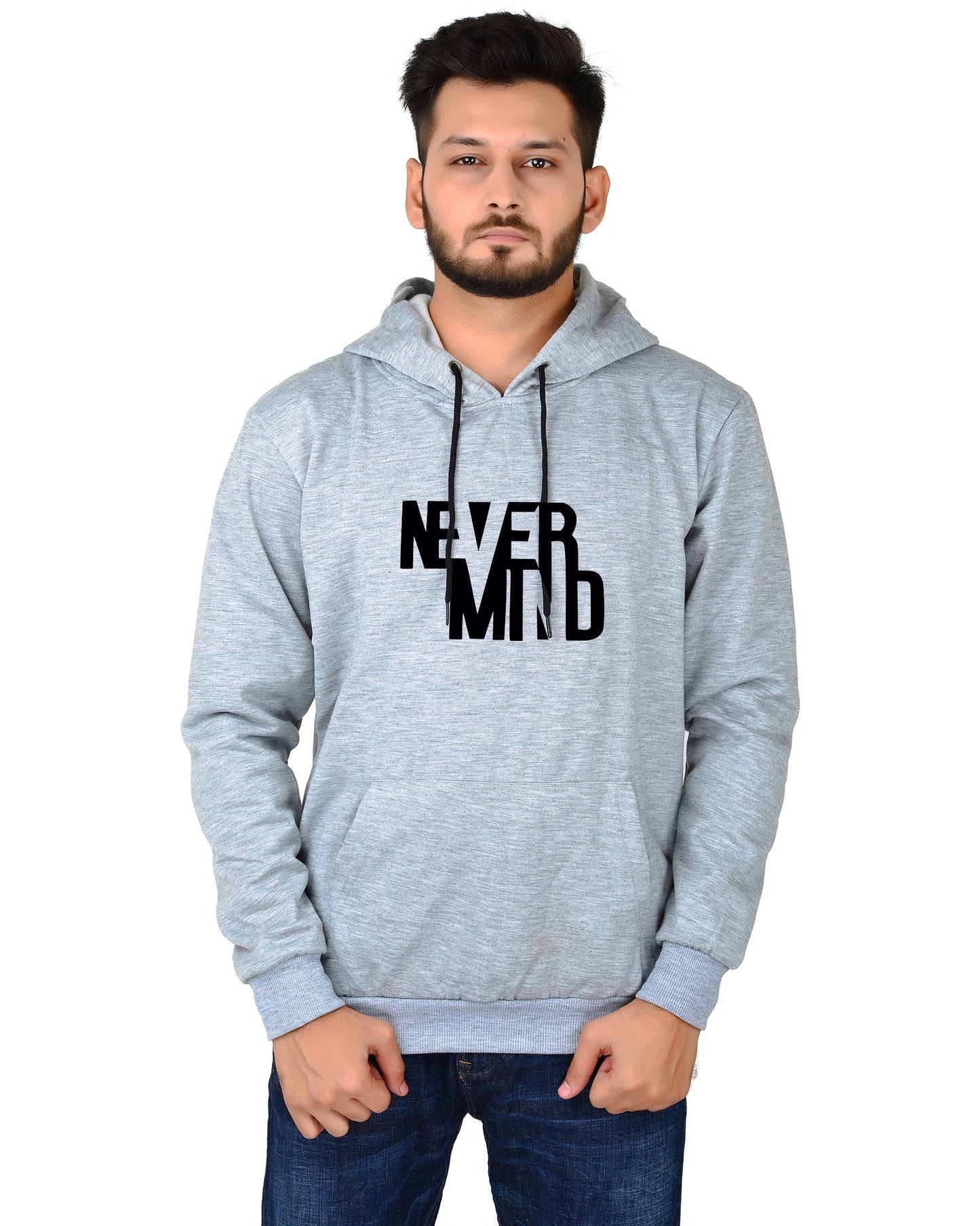 Men's Regular Fit Never Mind Printed Cotton Hoodie