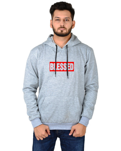 Men's Regular Fit Blessed Printed Cotton Hoodie