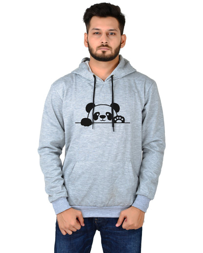 Men's Regular Fit Panda Printed Cotton Hoodie