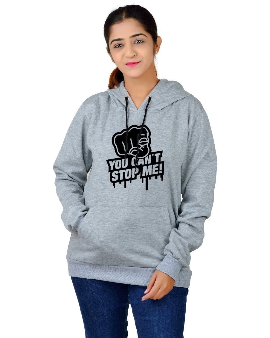 Women,s Regular Fit YCSM Printed Cotton Hoodie