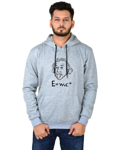 Men's Regular Fit E=MC2 Printed Cotton Hoodie