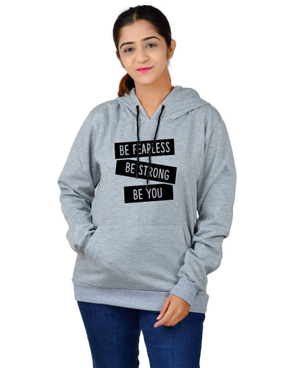 Women,s Regular Fit BSBY Printed Cotton Hoodie