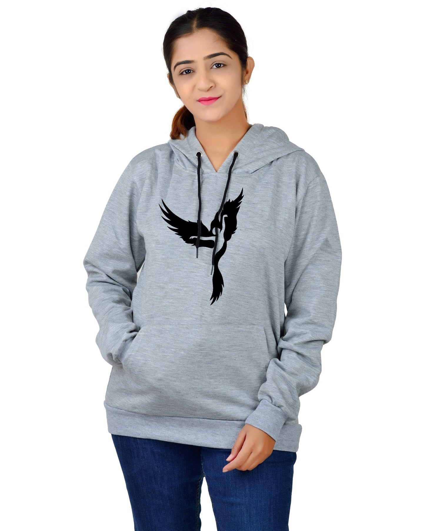 Women,s Regular Fit Dancing Girl Printed Cotton Hoodie