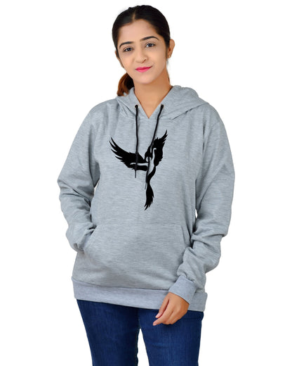 Women,s Regular Fit Dancing Girl Printed Cotton Hoodie