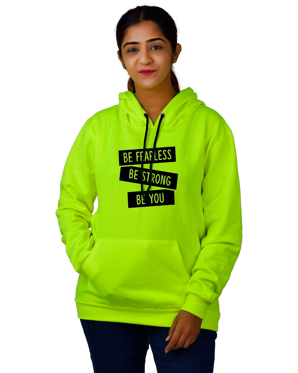 Women,s Regular Fit BSBY Printed Cotton Hoodie
