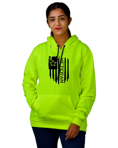 Women,s Regular Fit Vetran Printed Cotton Hoodie