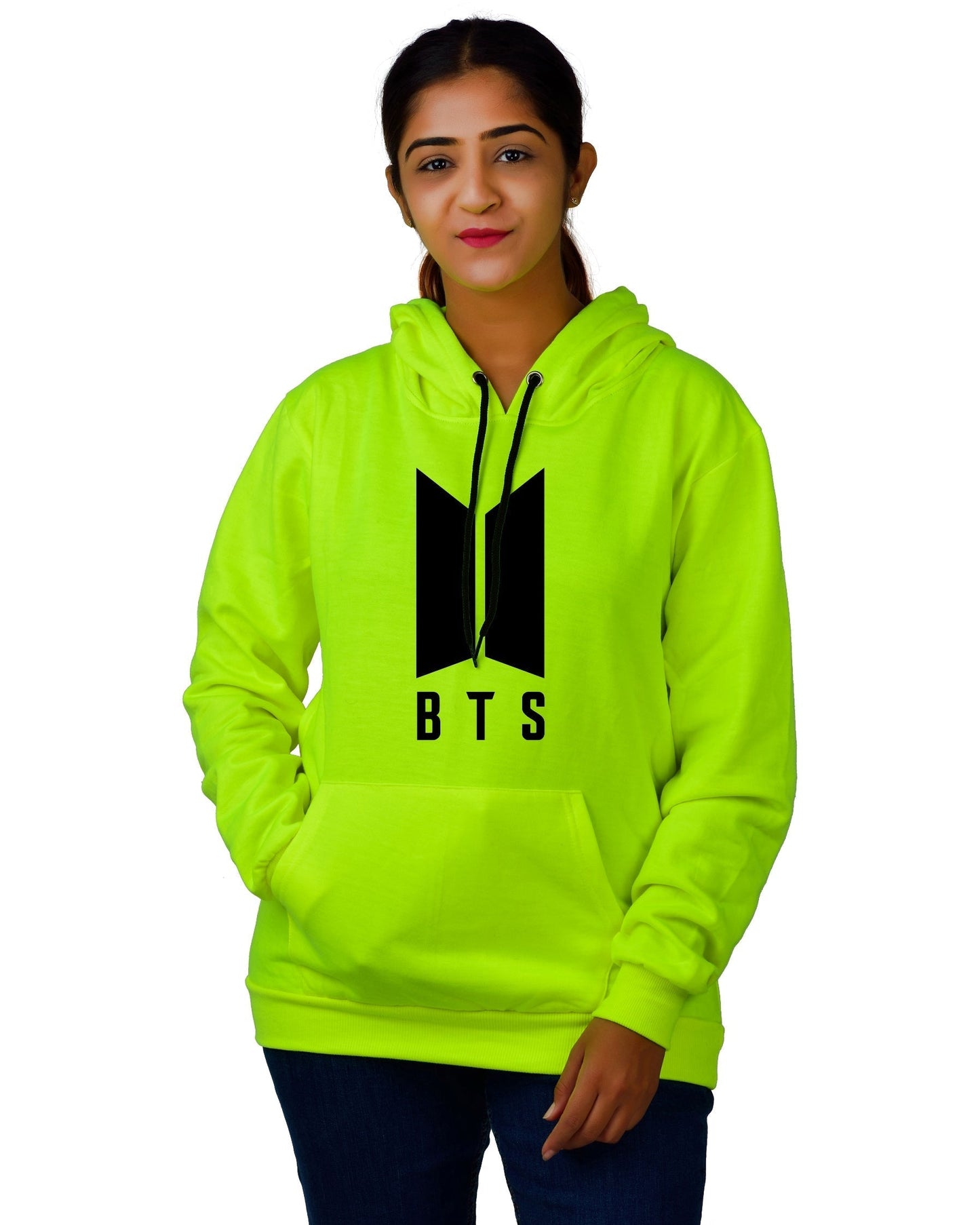 Women,s Regular Fit BTS Printed Cotton Hoodie