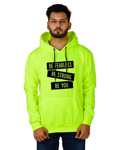 Men's Regular Fit Be Strong Be You Printed Cotton Hoodie