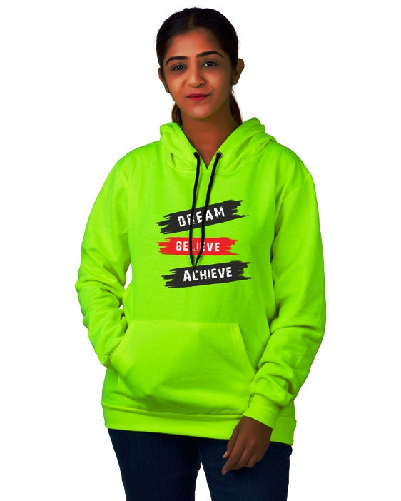 Women,s Regular Fit Color DBA Printed Cotton Hoodie