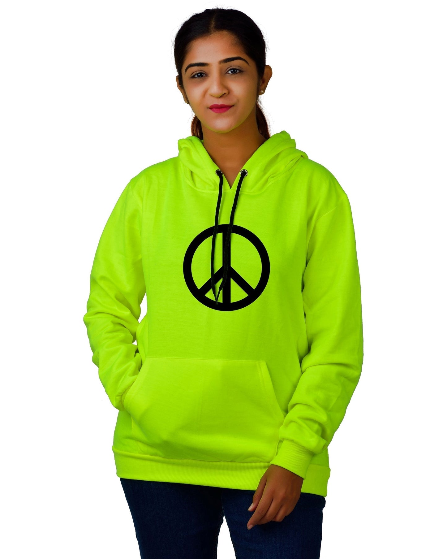Women,s Regular Fit Peace Printed Cotton Hoodie