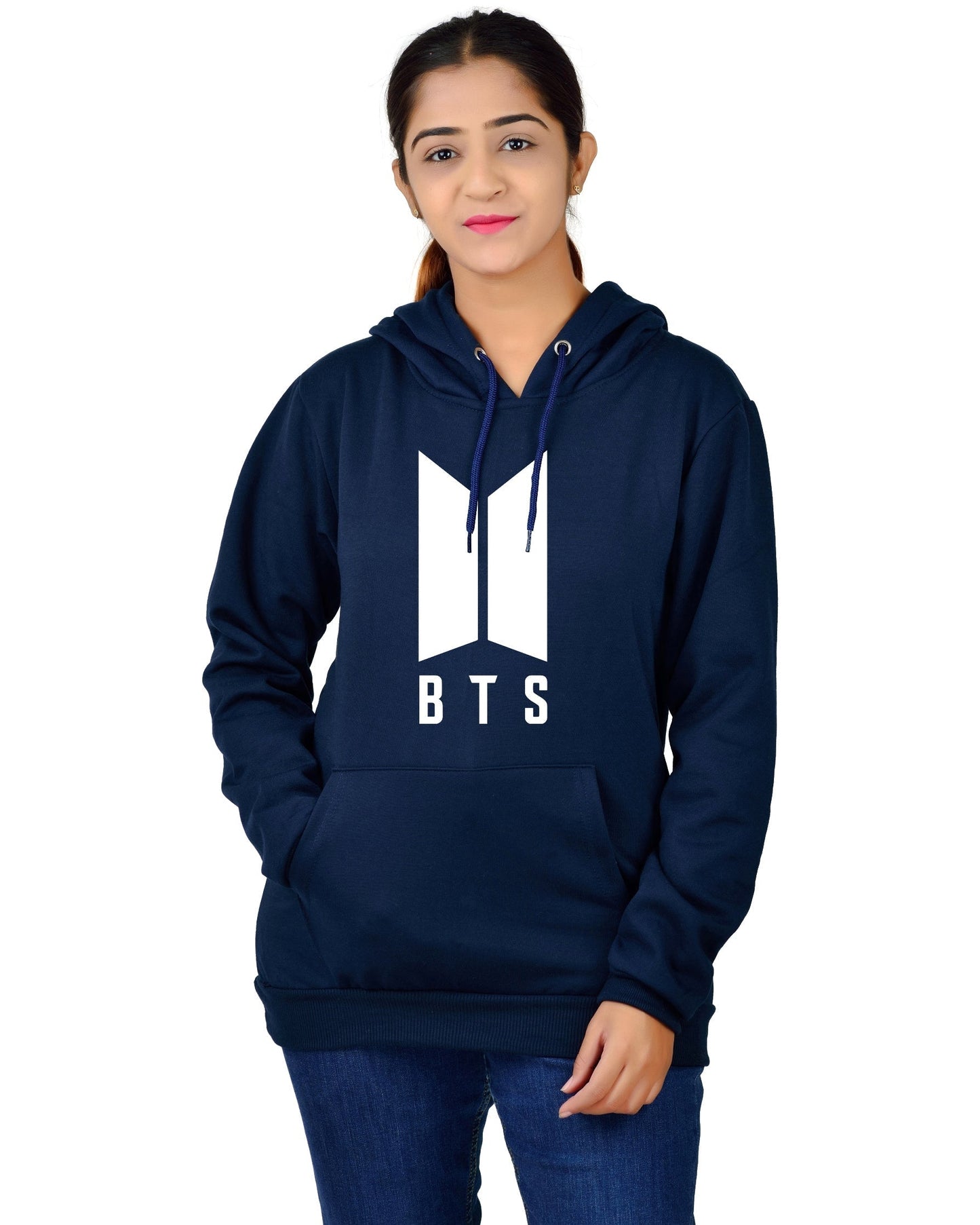 Women,s Regular Fit BTS Printed Cotton Hoodie