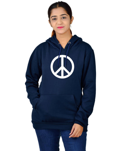 Women,s Regular Fit Peace Printed Cotton Hoodie