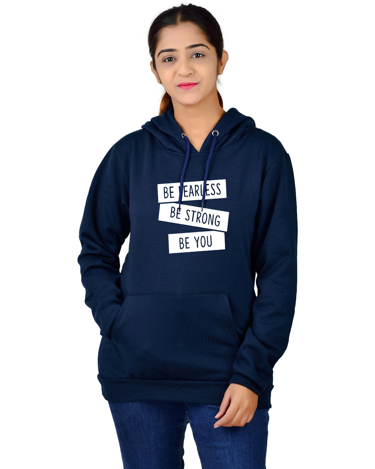 Women,s Regular Fit BSBY Printed Cotton Hoodie