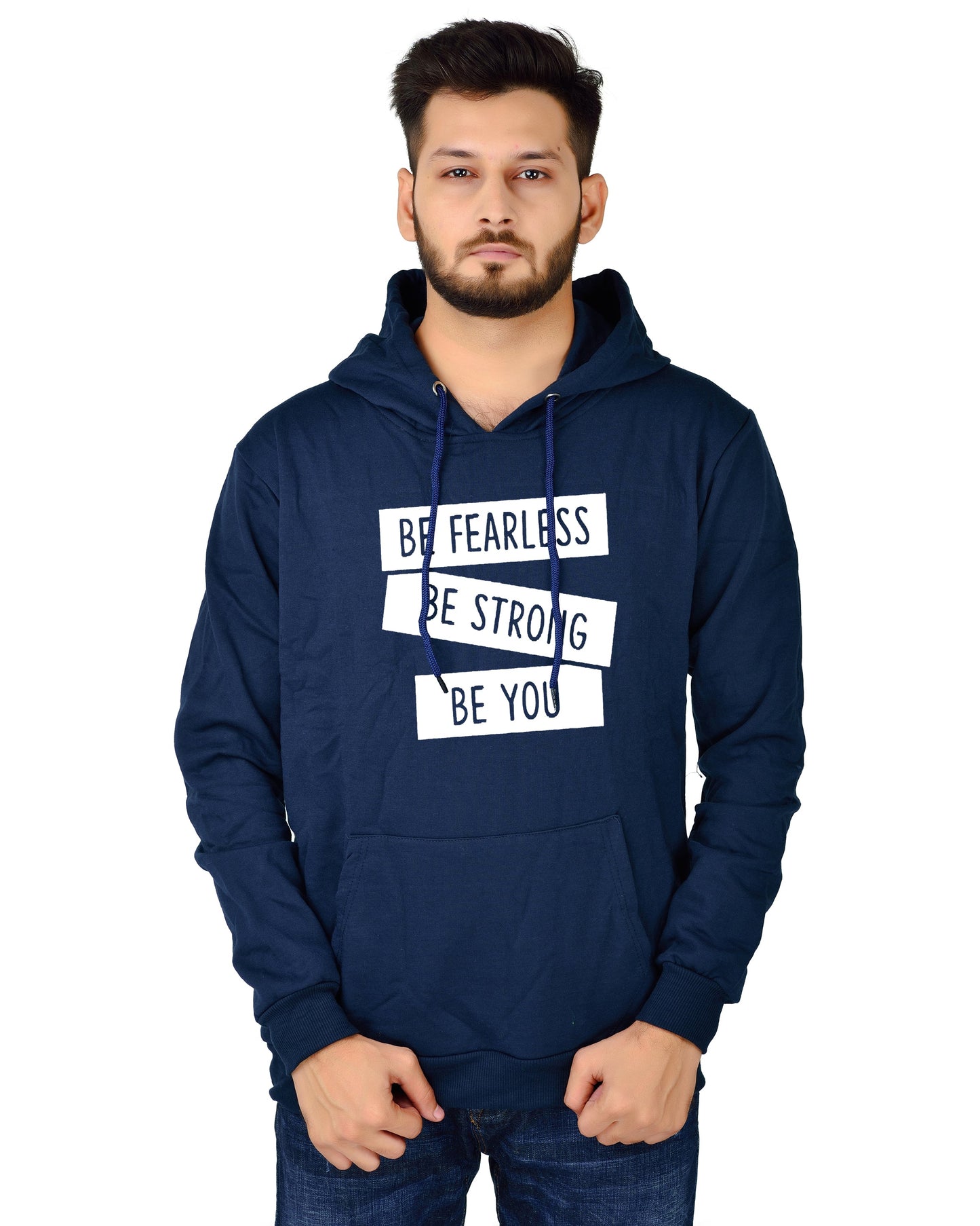 Men's Regular Fit Be Strong Be You Printed Cotton Hoodie