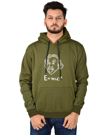 Men's Regular Fit E=MC2 Printed Cotton Hoodie