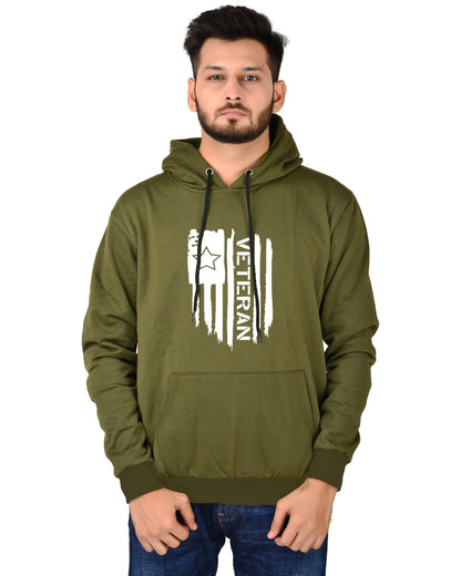 Men's Regular Fit VeteranPrinted Cotton Hoodie