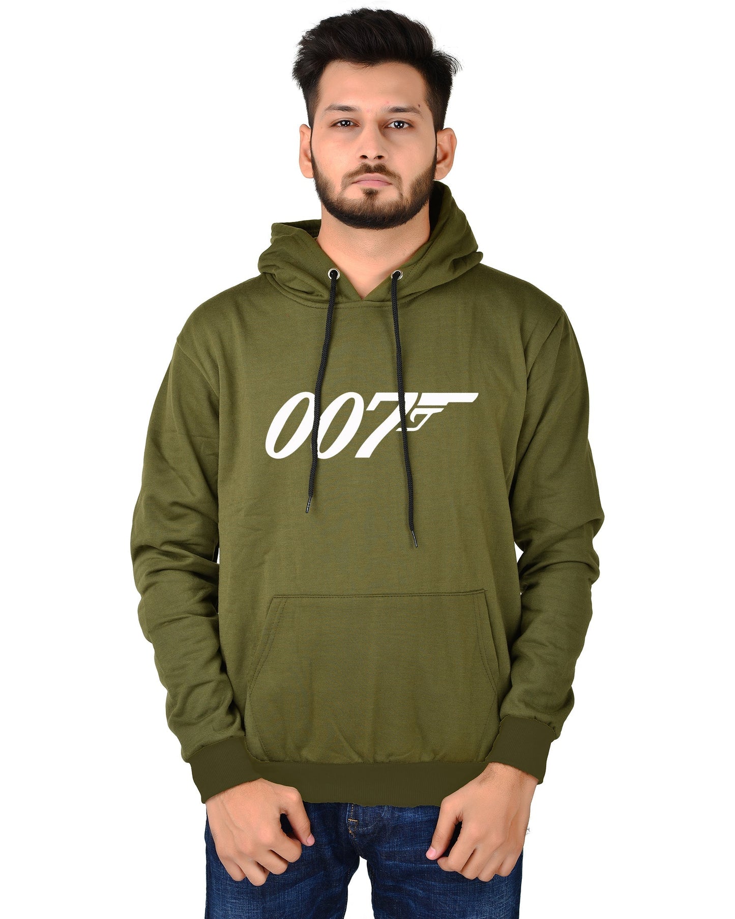 Men's Regular Fit 007 Printed Cotton Hoodie