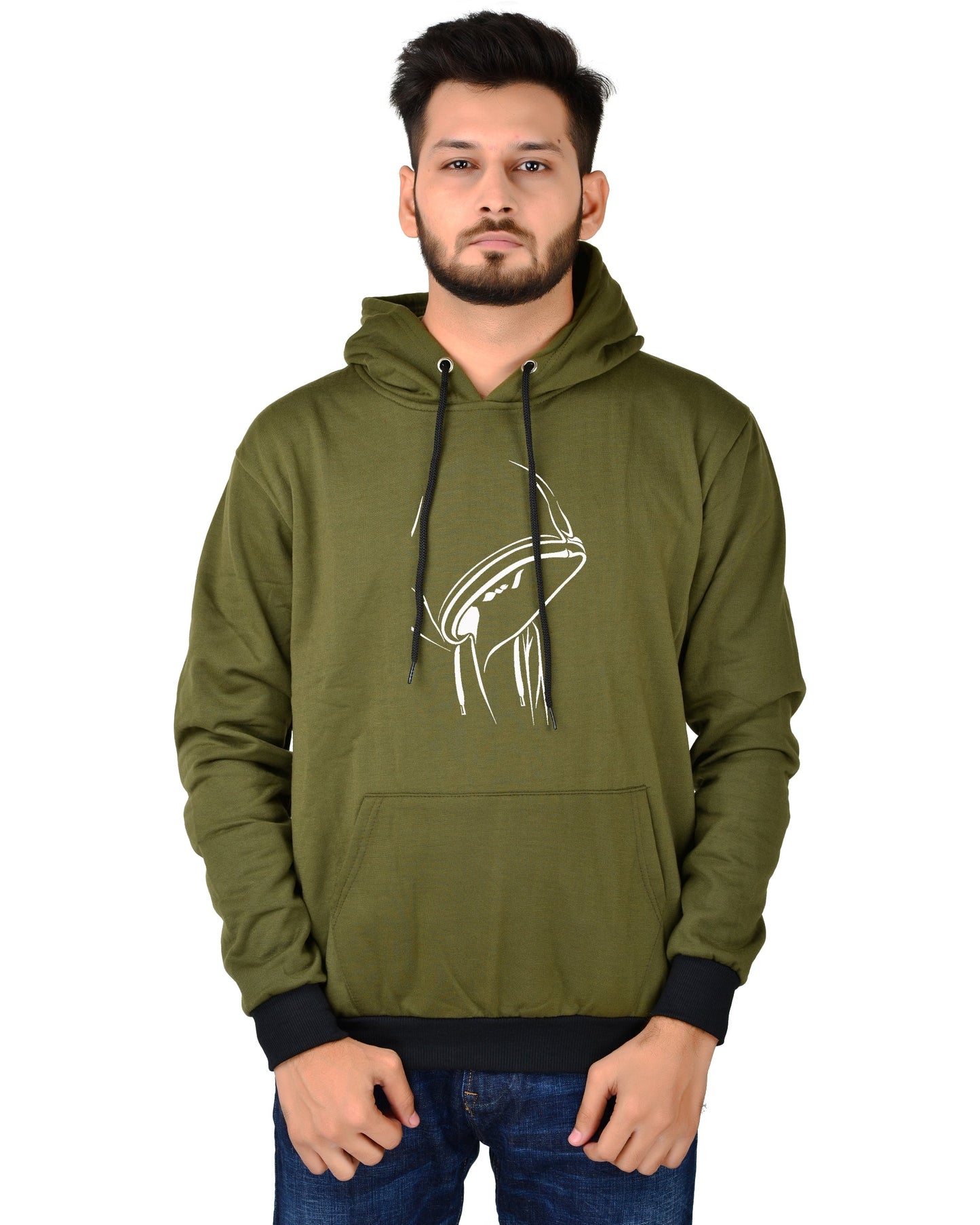Men's Regular Fit Hidden Face Printed Cotton Hoodie