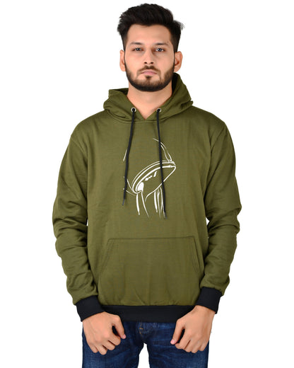 Men's Regular Fit Hidden Face Printed Cotton Hoodie