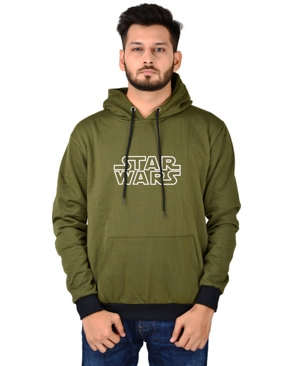 Men's Regular Fit Star War Printed Cotton Hoodie