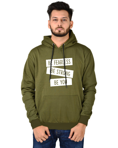 Men's Regular Fit Be Strong Be You Printed Cotton Hoodie