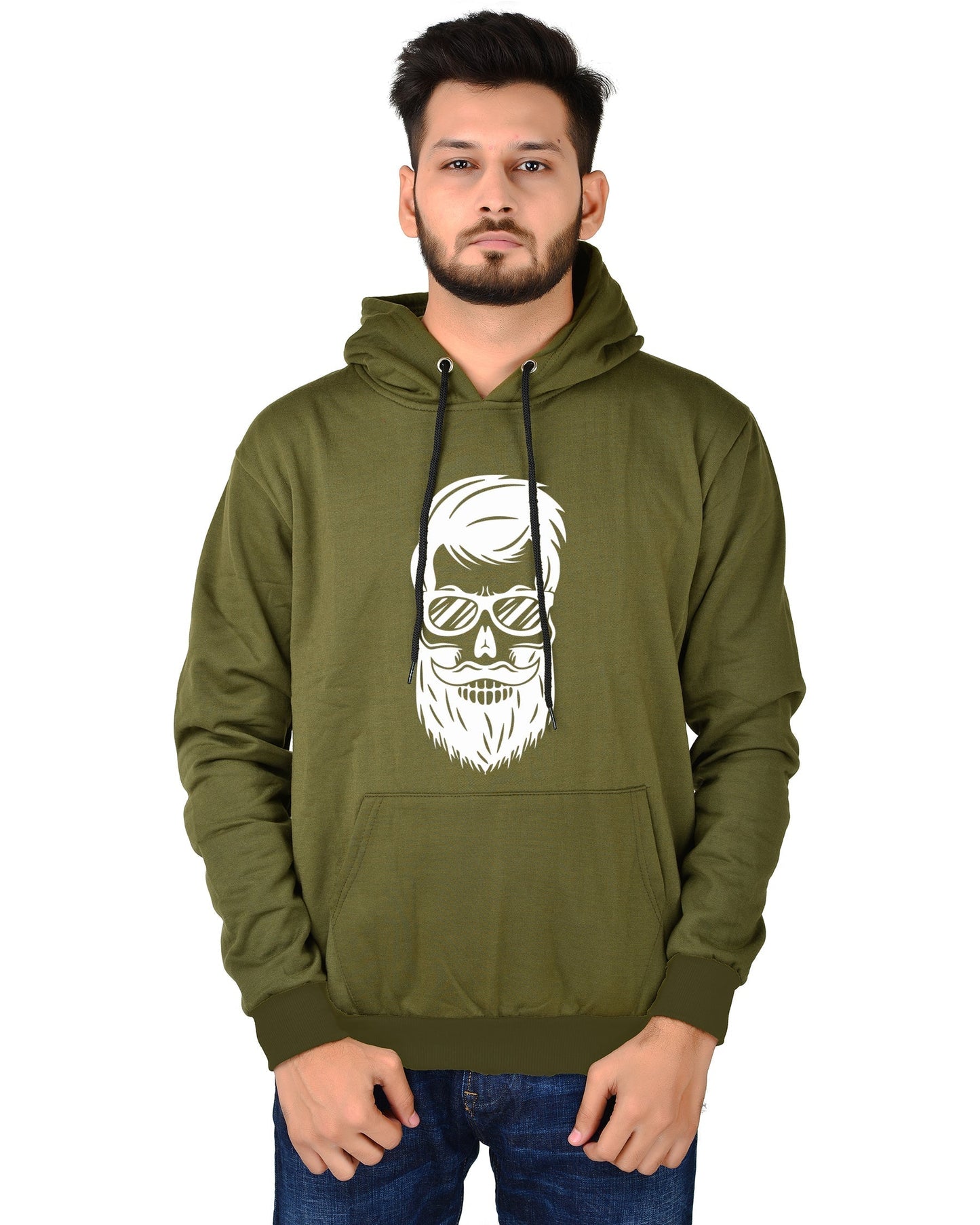 Men's Regular Fit Beard Man Printed Cotton Hoodie