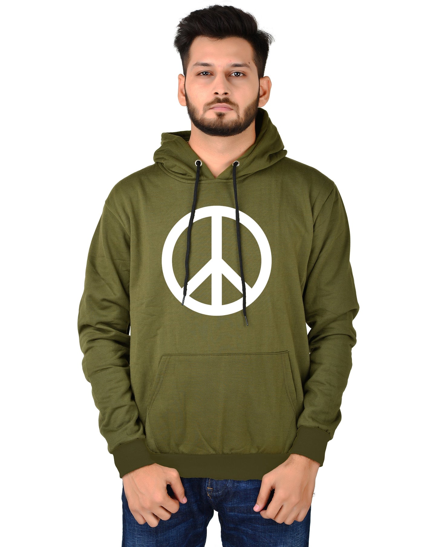 Men's Regular Fit Peace Printed Cotton Hoodie