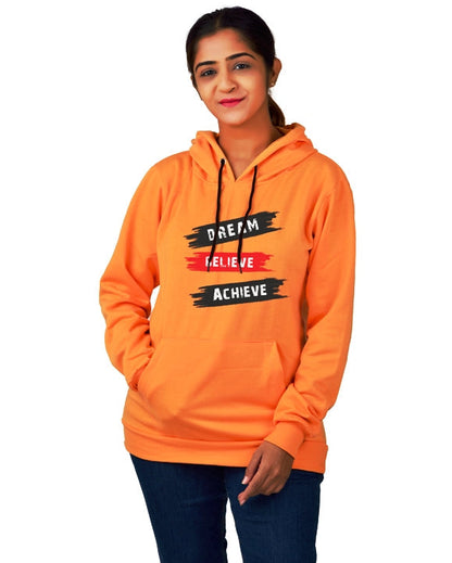 Women,s Regular Fit Color DBA Printed Cotton Hoodie