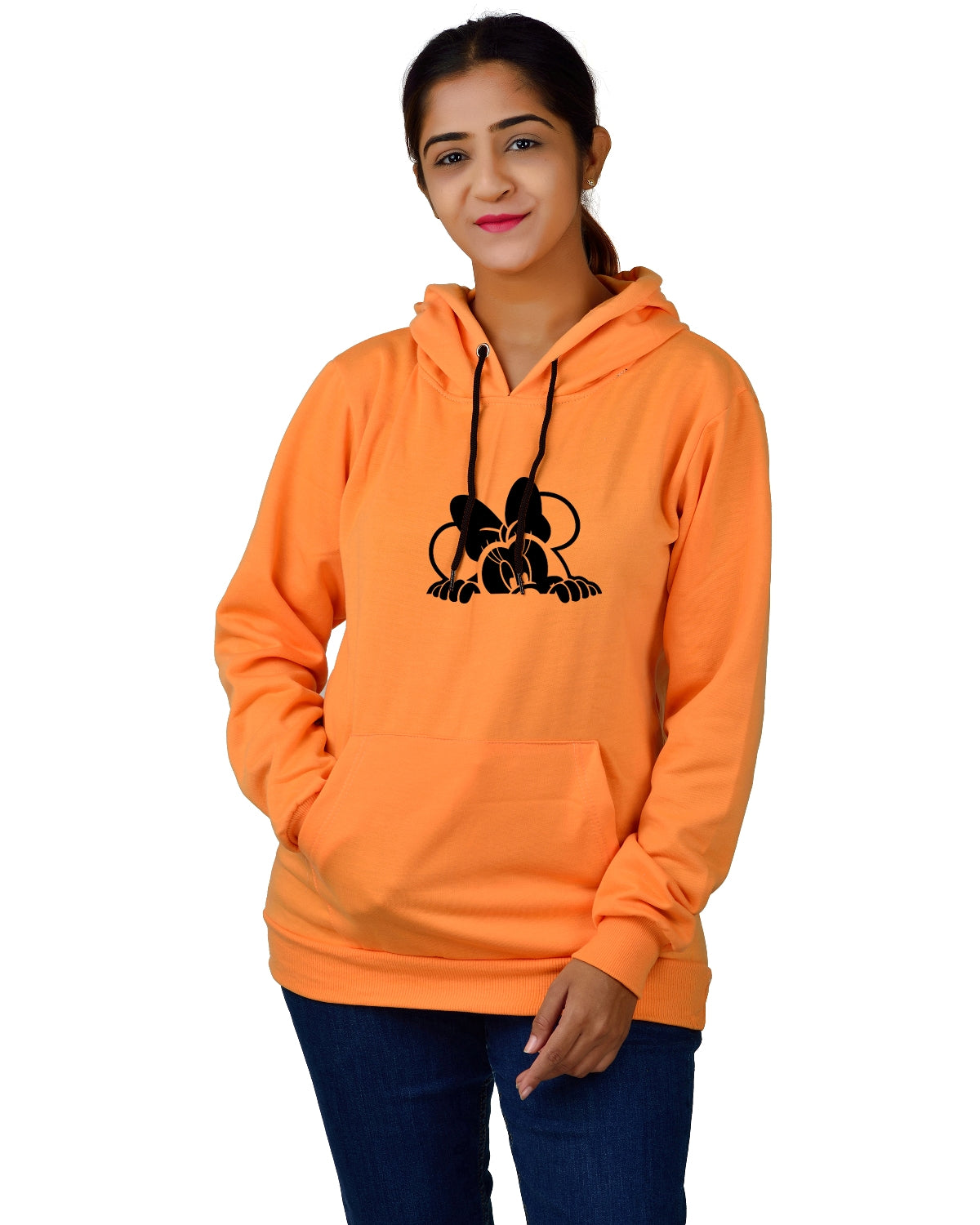Women,s Regular Fit MINI Printed Cotton Hoodie