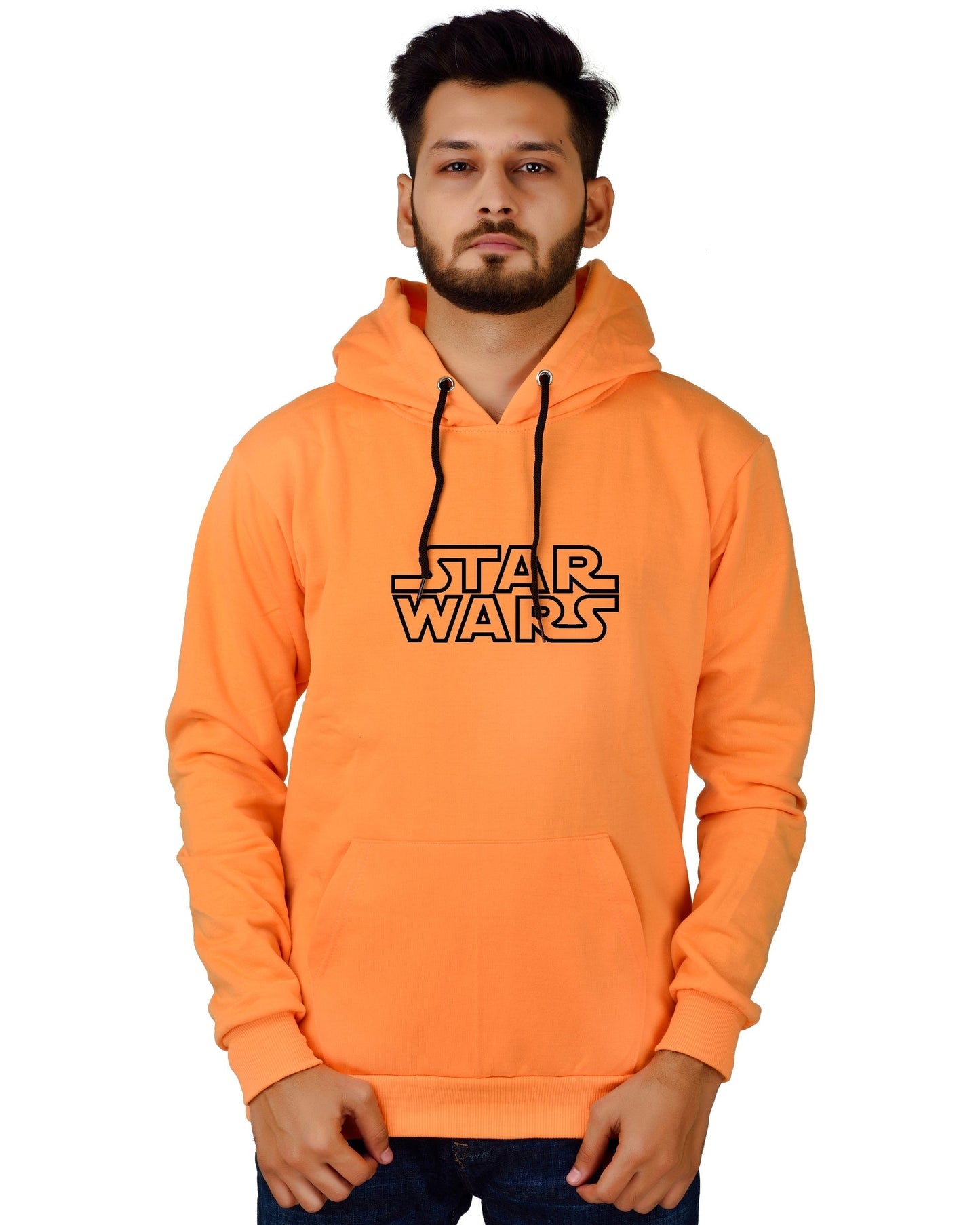 Men's Regular Fit Star War Printed Cotton Hoodie