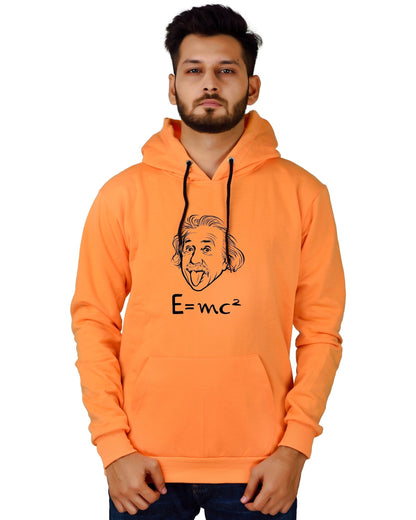 Men's Regular Fit E=MC2 Printed Cotton Hoodie