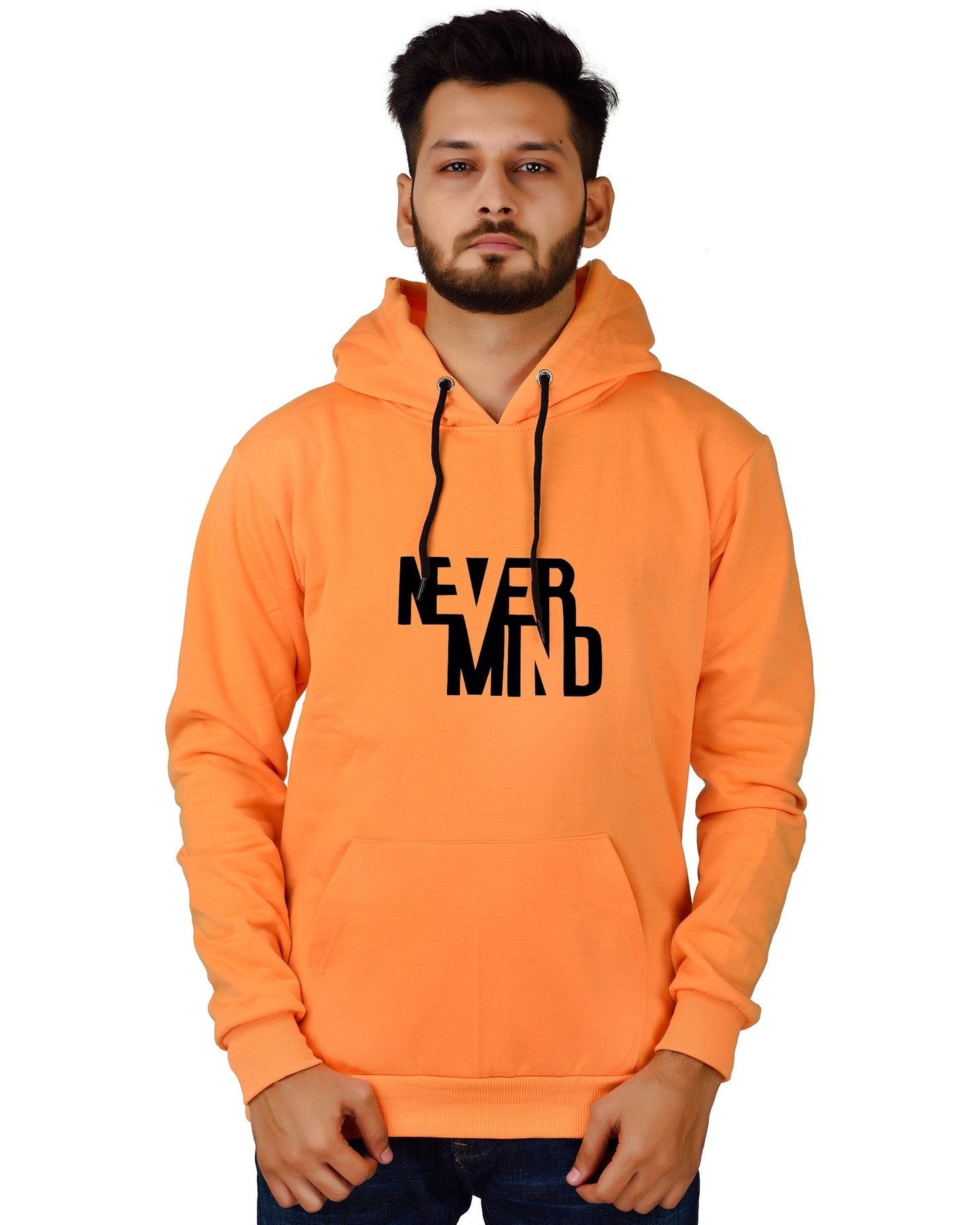 Men's Regular Fit Never Mind Printed Cotton Hoodie