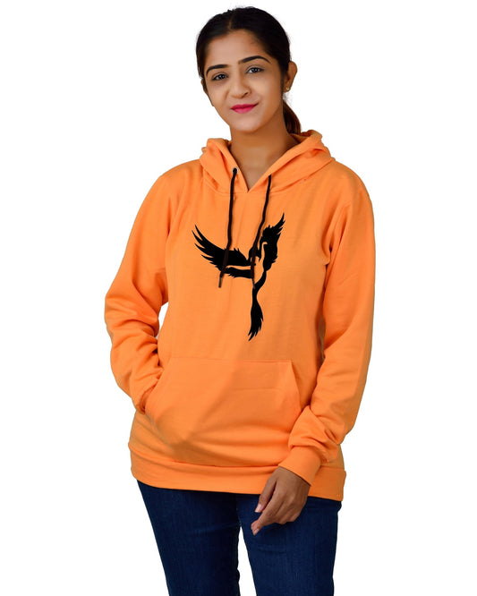 Women,s Regular Fit Dancing Girl Printed Cotton Hoodie