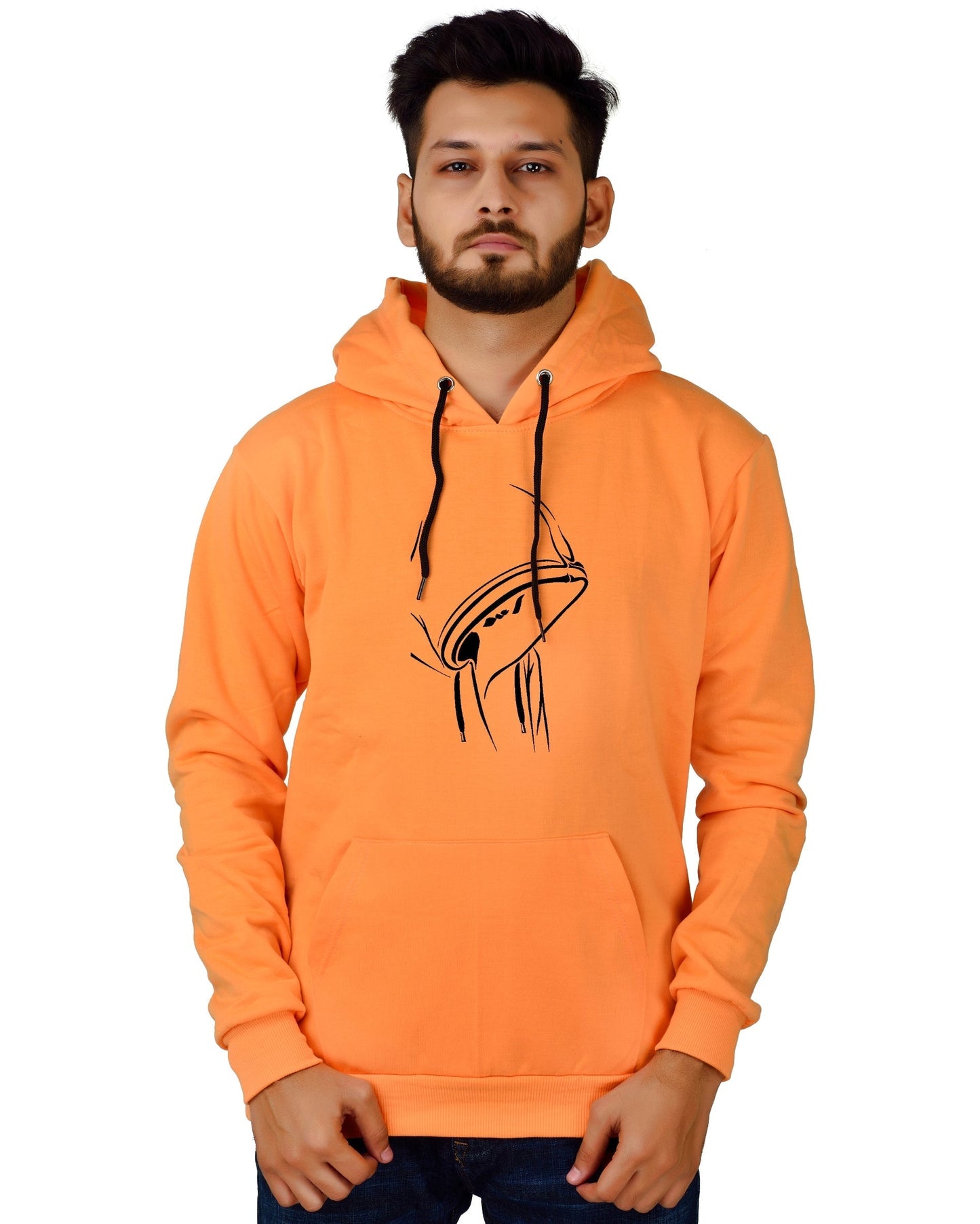 Men's Regular Fit Hidden Face Printed Cotton Hoodie