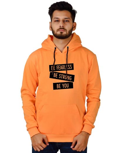 Men's Regular Fit Be Strong Be You Printed Cotton Hoodie