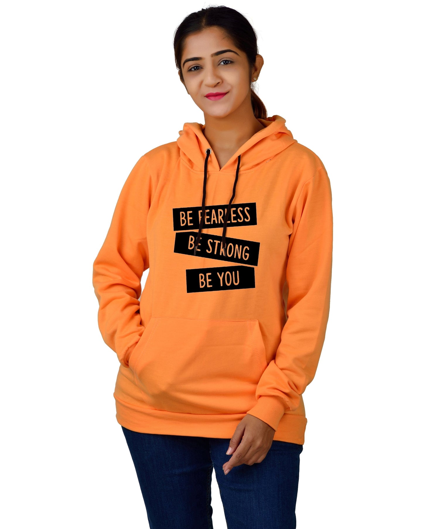 Women,s Regular Fit BSBY Printed Cotton Hoodie