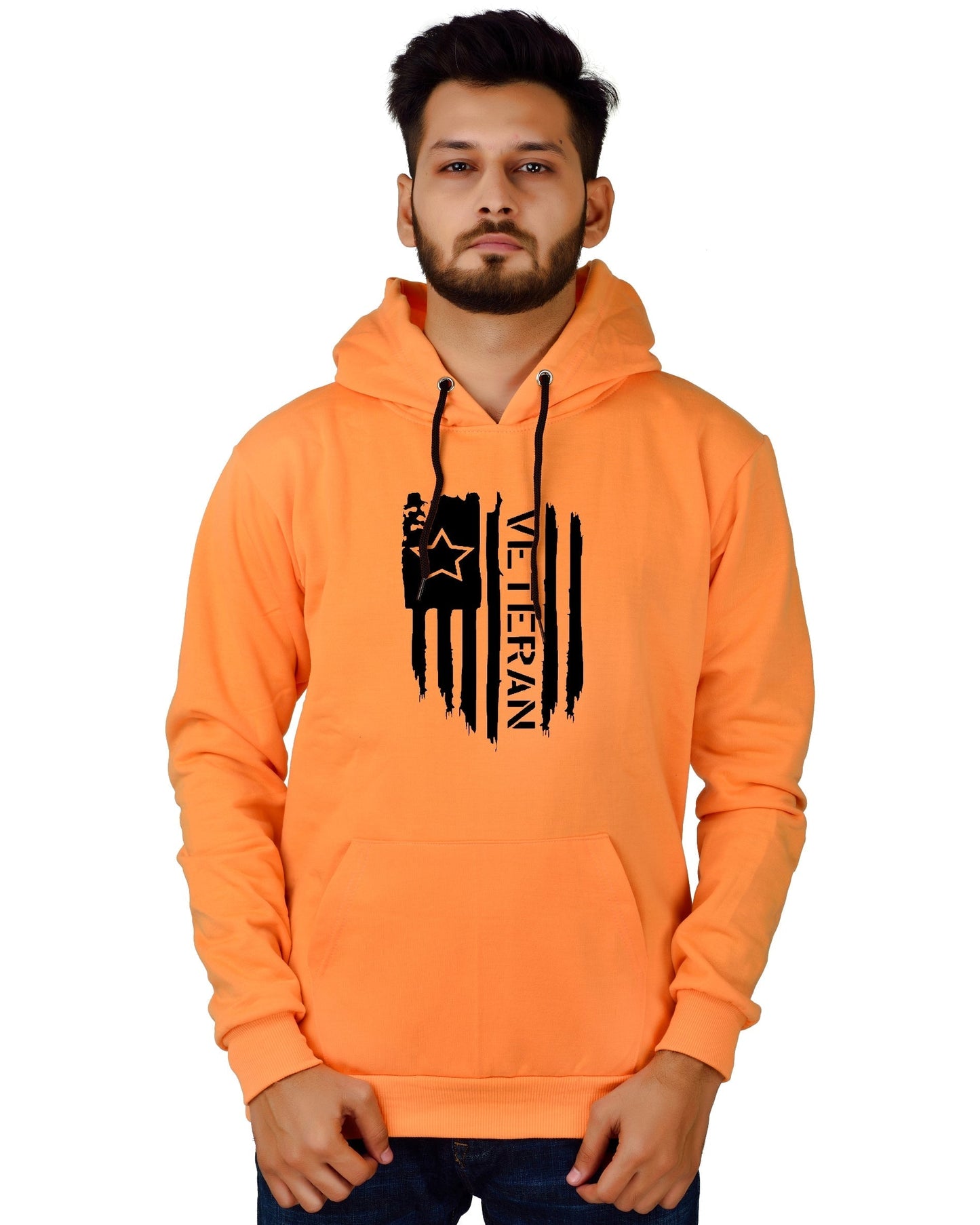 Men's Regular Fit VeteranPrinted Cotton Hoodie