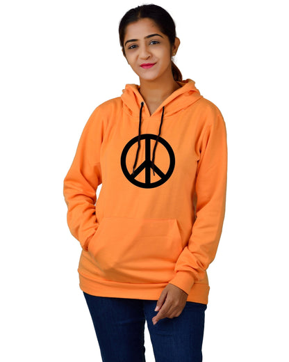 Women,s Regular Fit Peace Printed Cotton Hoodie