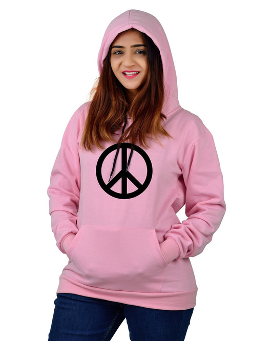 Women,s Regular Fit Peace Printed Cotton Hoodie