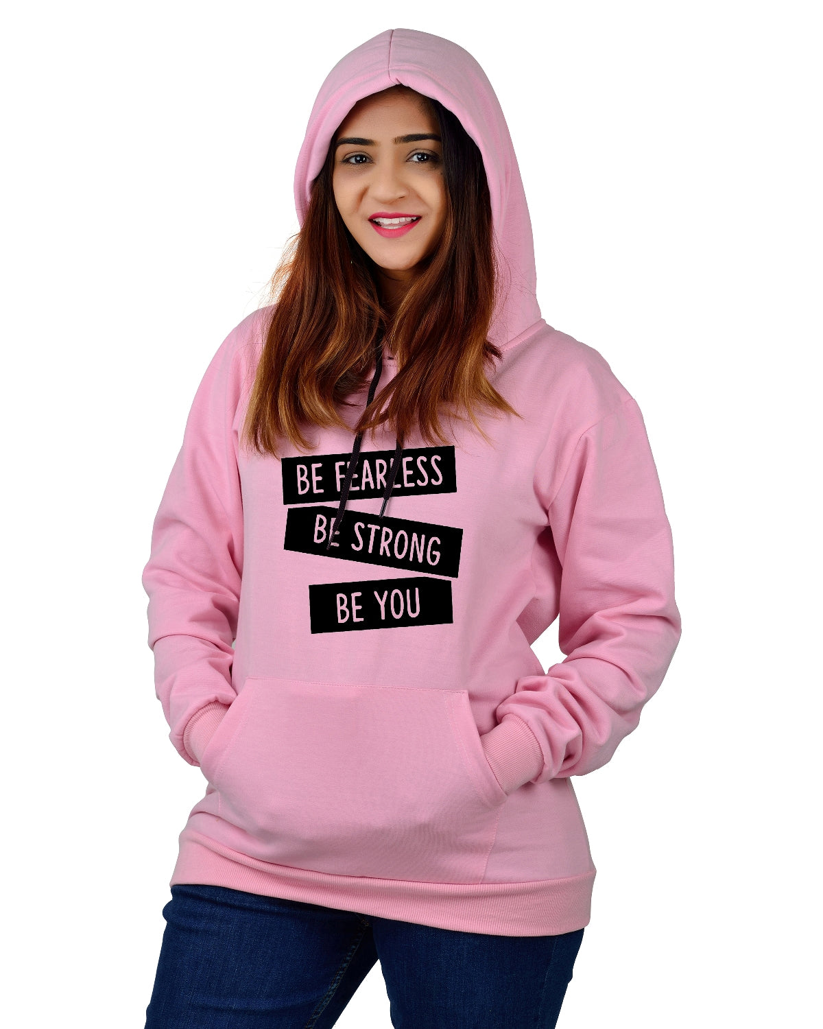 Women,s Regular Fit BSBY Printed Cotton Hoodie