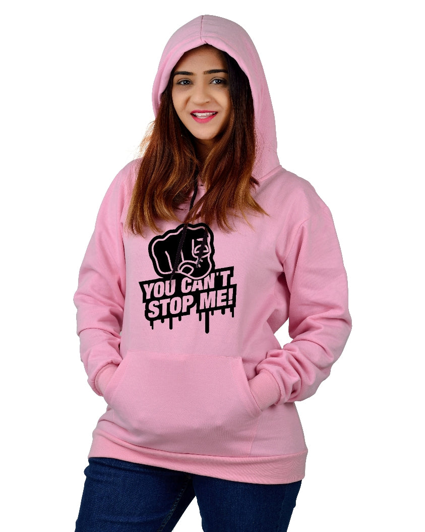 Women,s Regular Fit YCSM Printed Cotton Hoodie