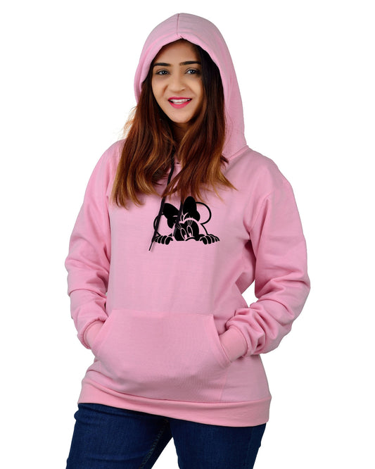 Women,s Regular Fit MINI Printed Cotton Hoodie