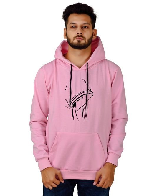 Men's Regular Fit Hidden Face Printed Cotton Hoodie