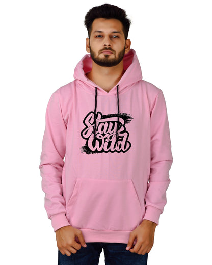 Men's Regular Fit Stay Wild Printed Cotton Hoodie