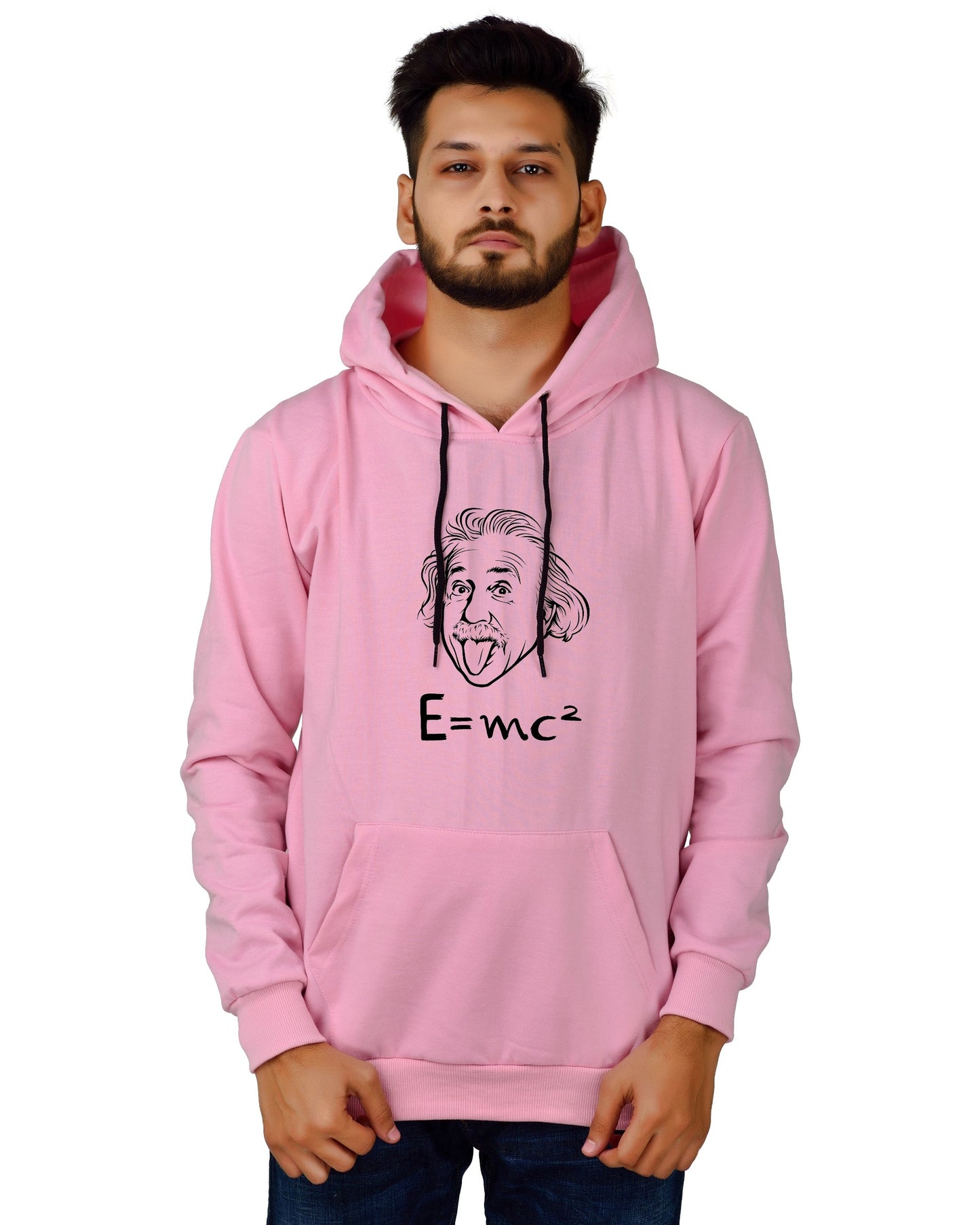 Men's Regular Fit E=MC2 Printed Cotton Hoodie