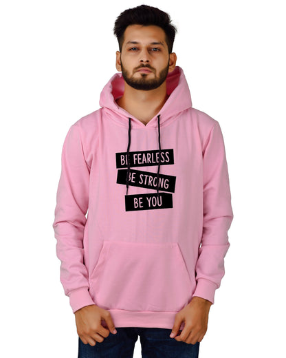 Men's Regular Fit Be Strong Be You Printed Cotton Hoodie