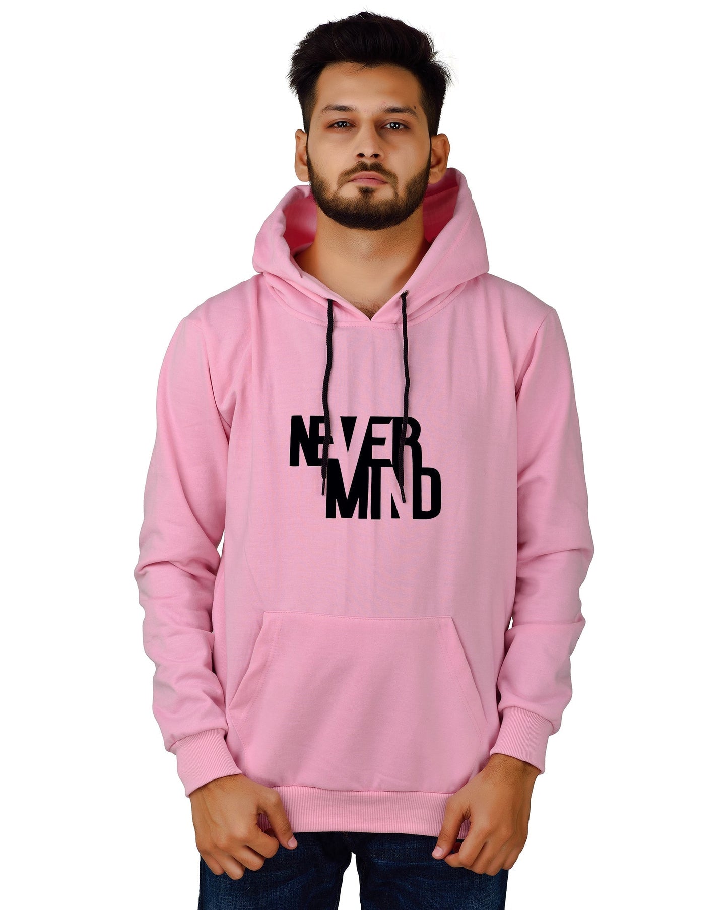 Men's Regular Fit Never Mind Printed Cotton Hoodie