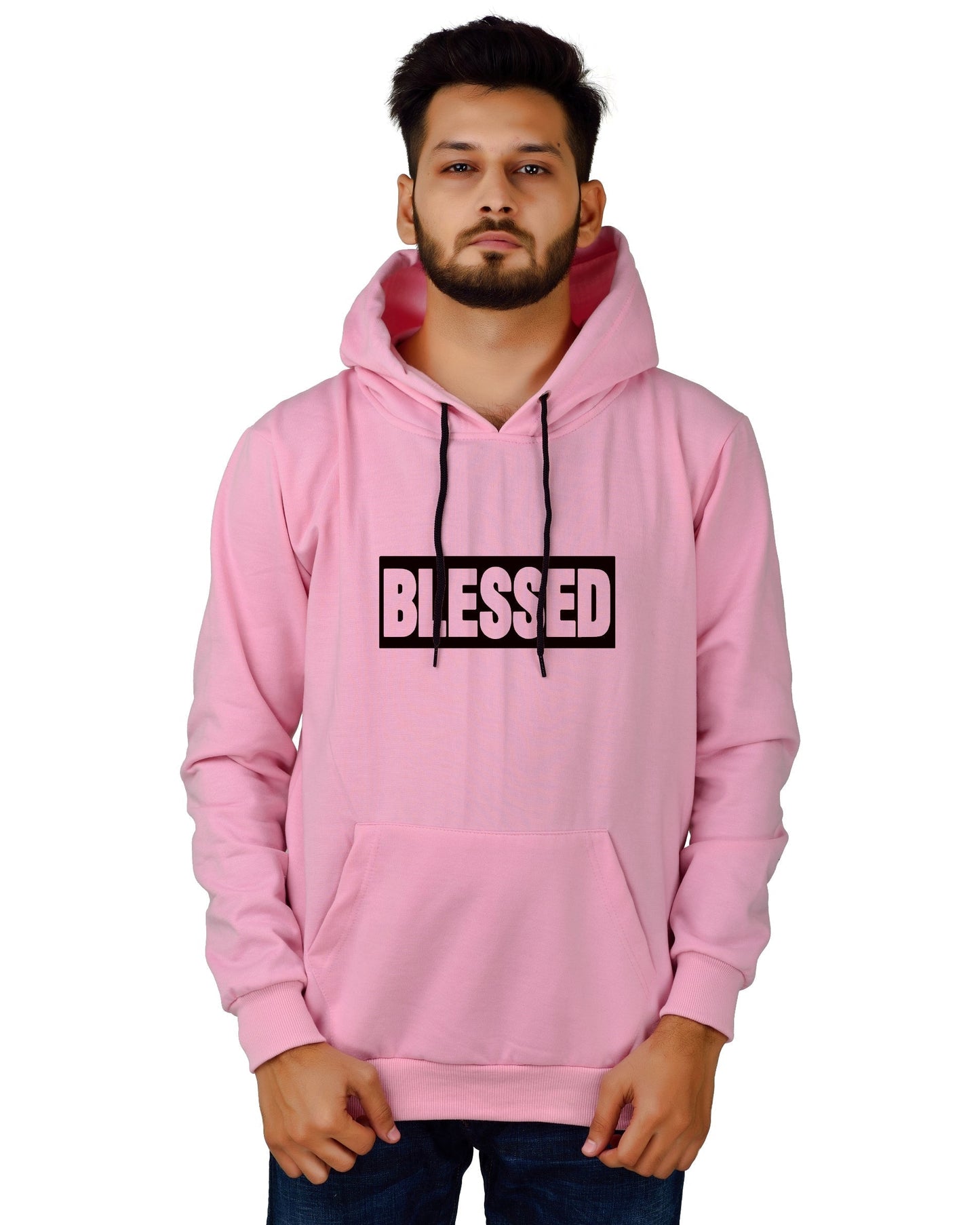 Men's Regular Fit Blessed Printed Cotton Hoodie