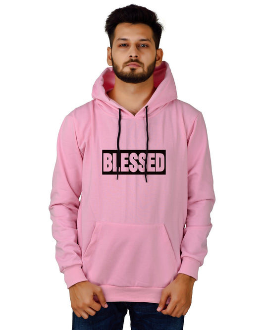 Men's Regular Fit Blessed Printed Cotton Hoodie